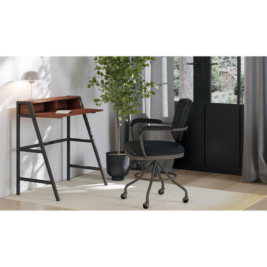 Foster Swivel Desk Chair Onyx Black Leather