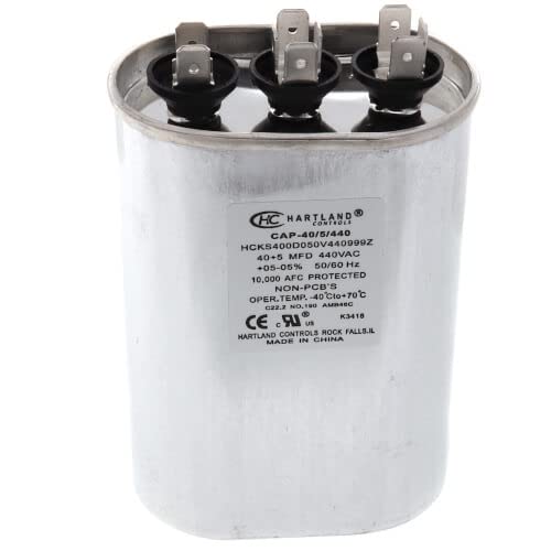 Oval Capacitor 40+5 MFD 370-440 Volt Dual Run Capacitor 40-5-440R Condenser Straight Cool-Heat Pump Air Conditioner 5 uf by The HVAC Genius