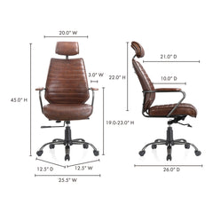 Executive Office Chair Dark Brown Leather