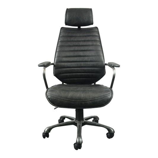 Executive Swivel Office Chair Onyx Black Leather