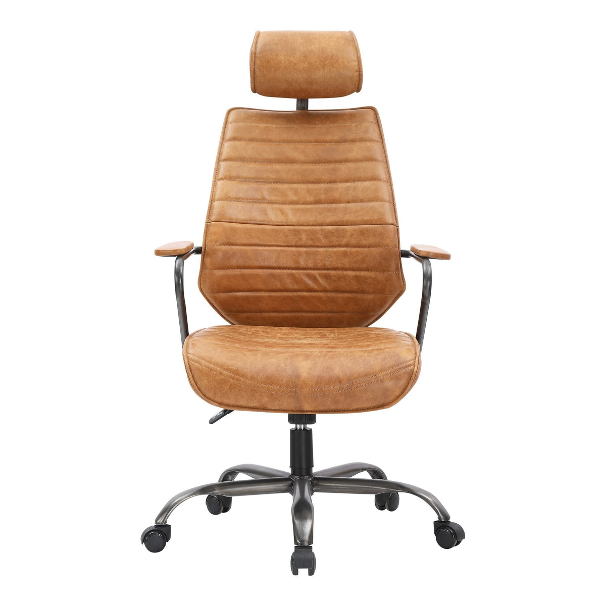 Executive Swivel Office Chair Cigare Tan Leather