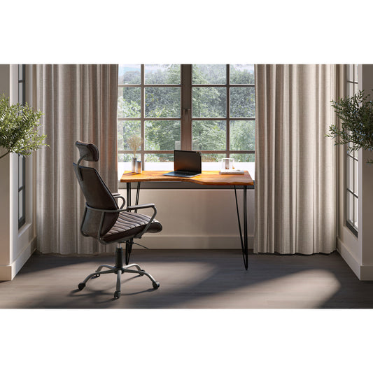 Executive Office Chair Dark Brown Leather