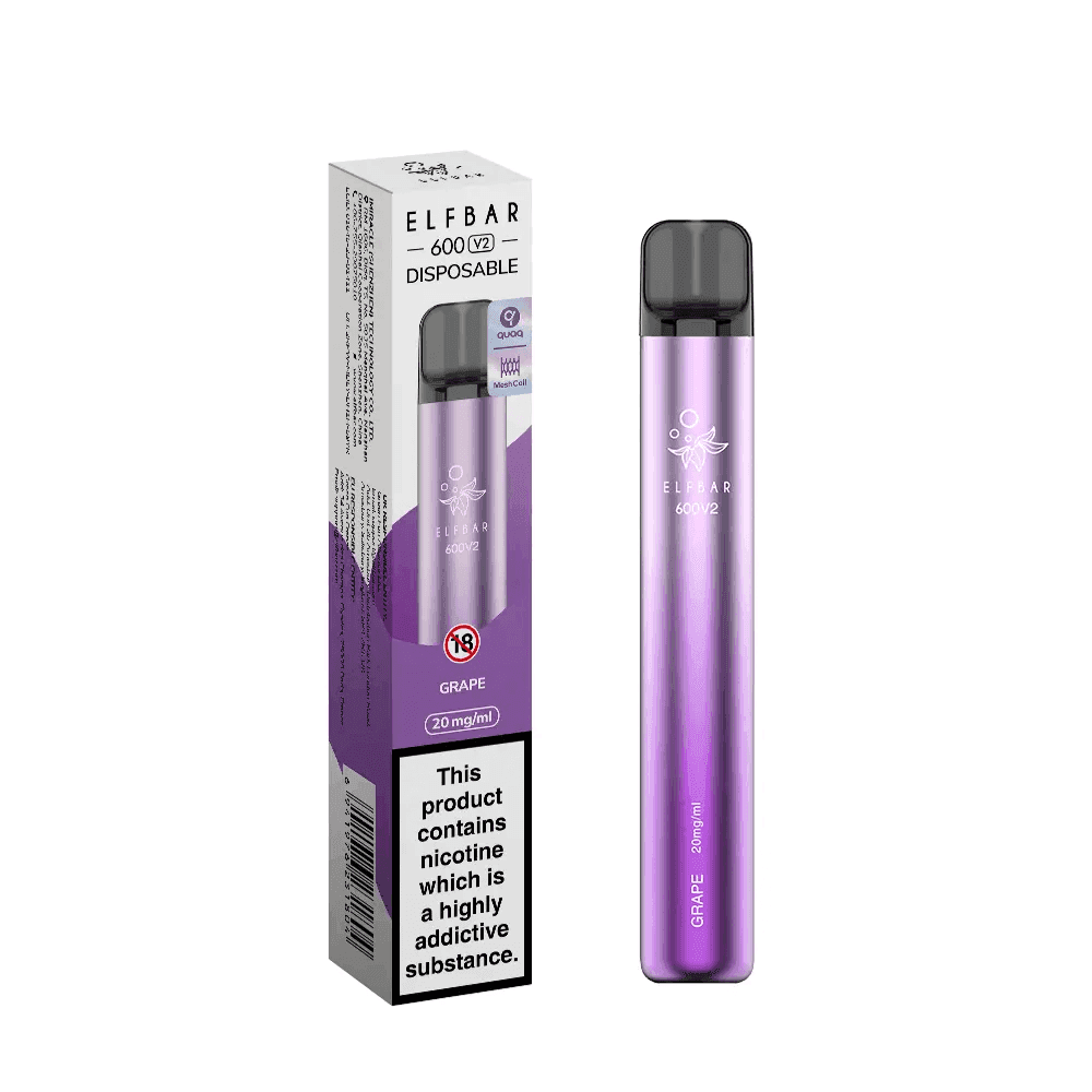 ELF BAR 600 V2 GRAPE 20MG Disposable Vape - Click & Vape