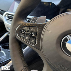 TRE Pre-Preg Carbon Fibre Steering Wheel Trim Accent for BMW M Sport Models (2018+, F40 F44 G20 G21 G42 G30)