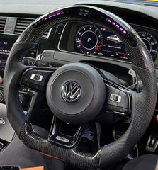 VW Scirocco, Golf, Golf GTI & Golf R Mk7 & Mk7.5 Carbon Fibre LED Race Display Steering Wheel by OHC (2013-2020)